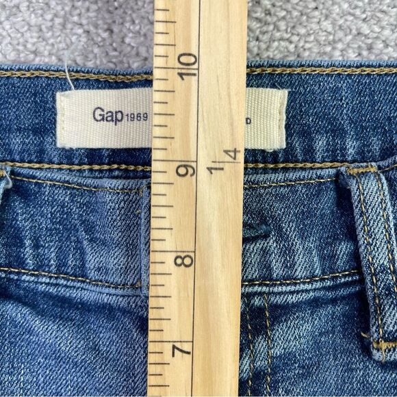 Gap Best Girlfriend Jeans Women's 26 Blue Slim Straight Mid-Rise Distressed - Picture 8 of 11